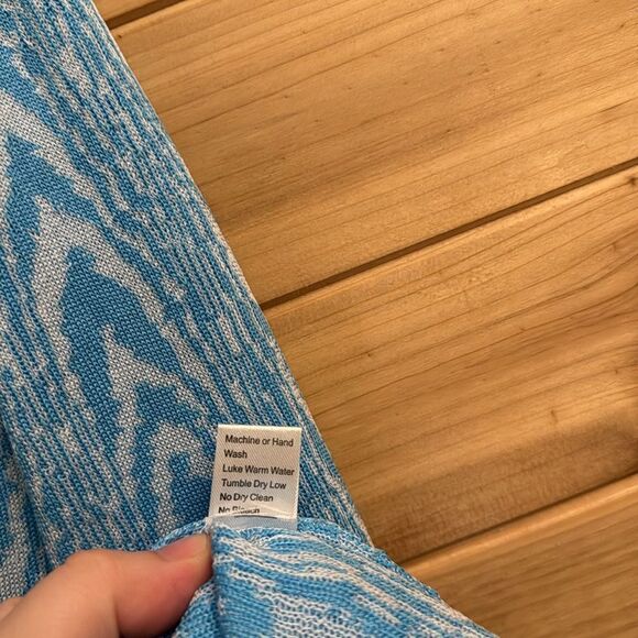 Ming Wang Size Small Petite Blue & Black Abstract Zebra Open Front Cardigan - Picture 8 of 11